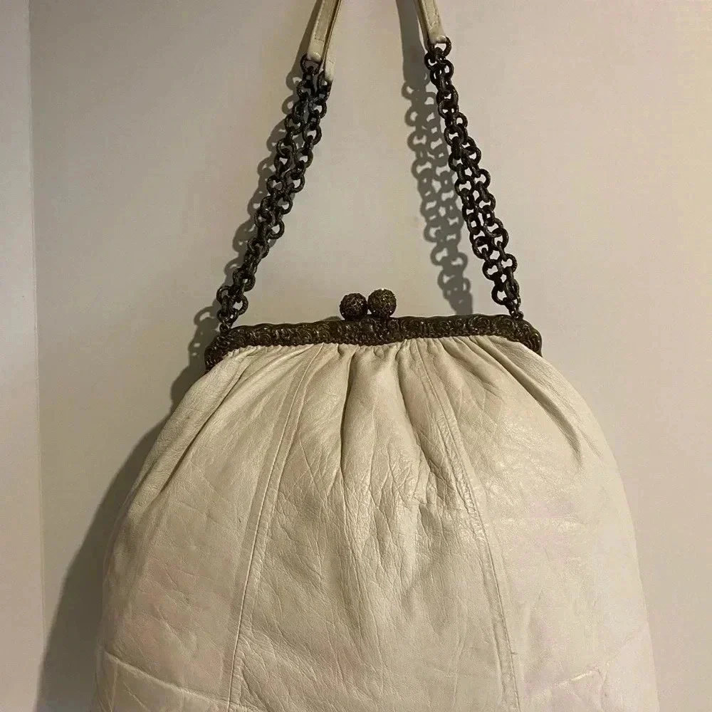 Clara Kasavina beige leather hobo handbag